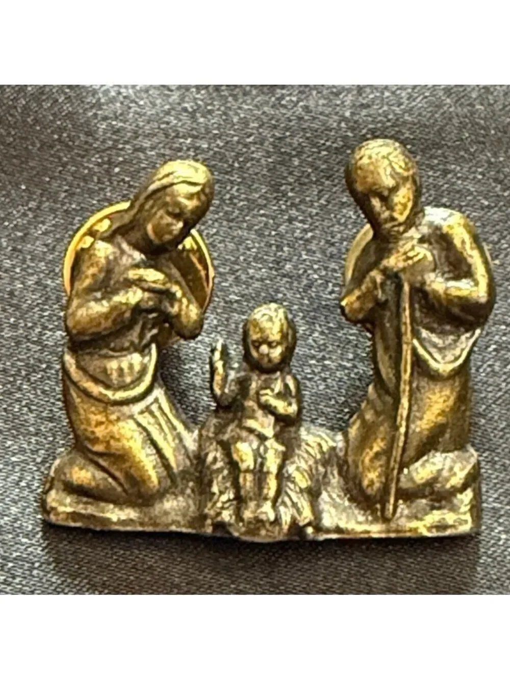 Vintage Bronze Nativity Pins Brooches